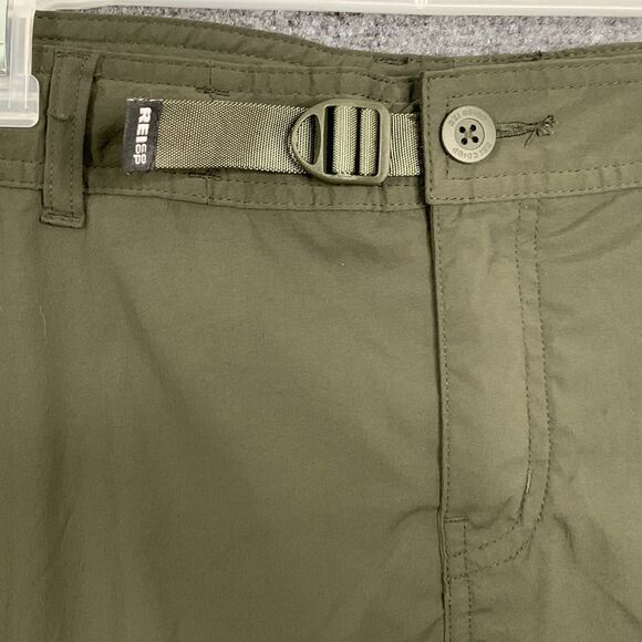 REI Cargo Hiking Shorts Women 16 Petite Olive Nylon Blend Quick Dry Zip Pockets - Picture 4 of 10